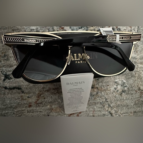Balmain Clubmaster Sunglasses 62mm Gold Black NWT Full Set main image 6
